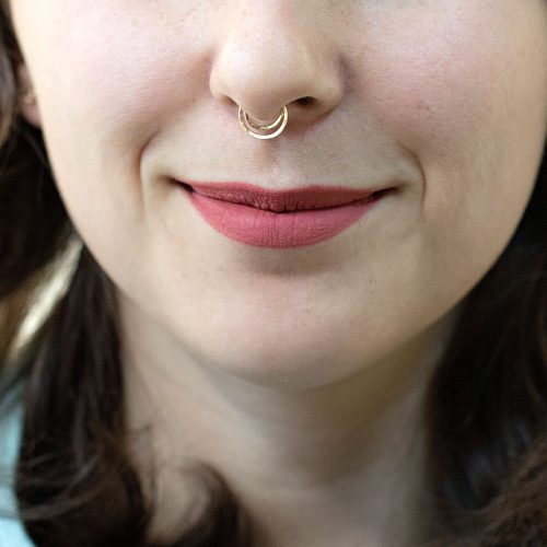 Fake double septum ring, clip on, in sterling silver