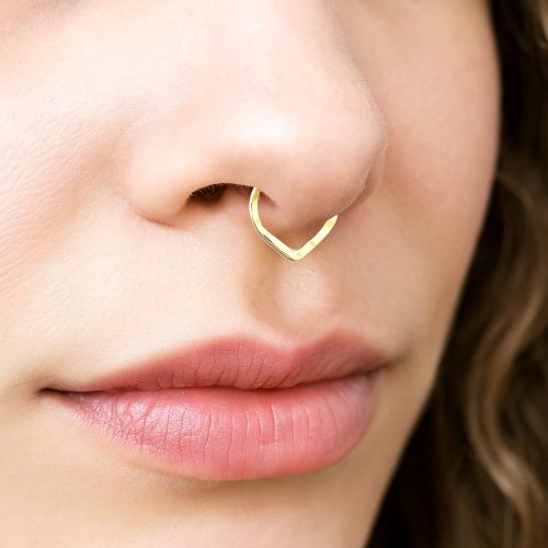 Fake triangle V septum ring in 14k gold filled