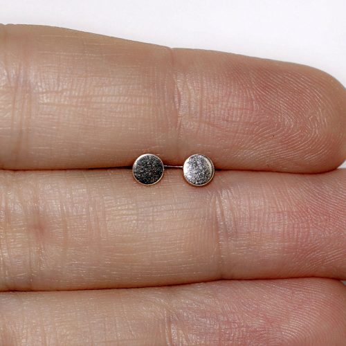 Flat circle stud earring in sterling silver