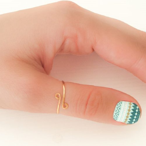 Hammered adjustable thumb ring in 14k gold filled