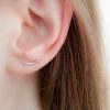Hammered ear climber earring in sterling silver