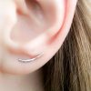 Hammered ear climber earring in sterling silver, photo 3