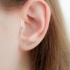 Hammered ear climber earring in sterling silver, photo 4