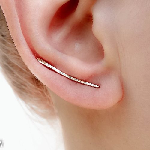 Hammered ear climber earring in 14k gold filled