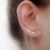 Hammered ear climber earring in sterling silver