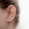 Hammered ear climber earring in sterling silver, photo 2