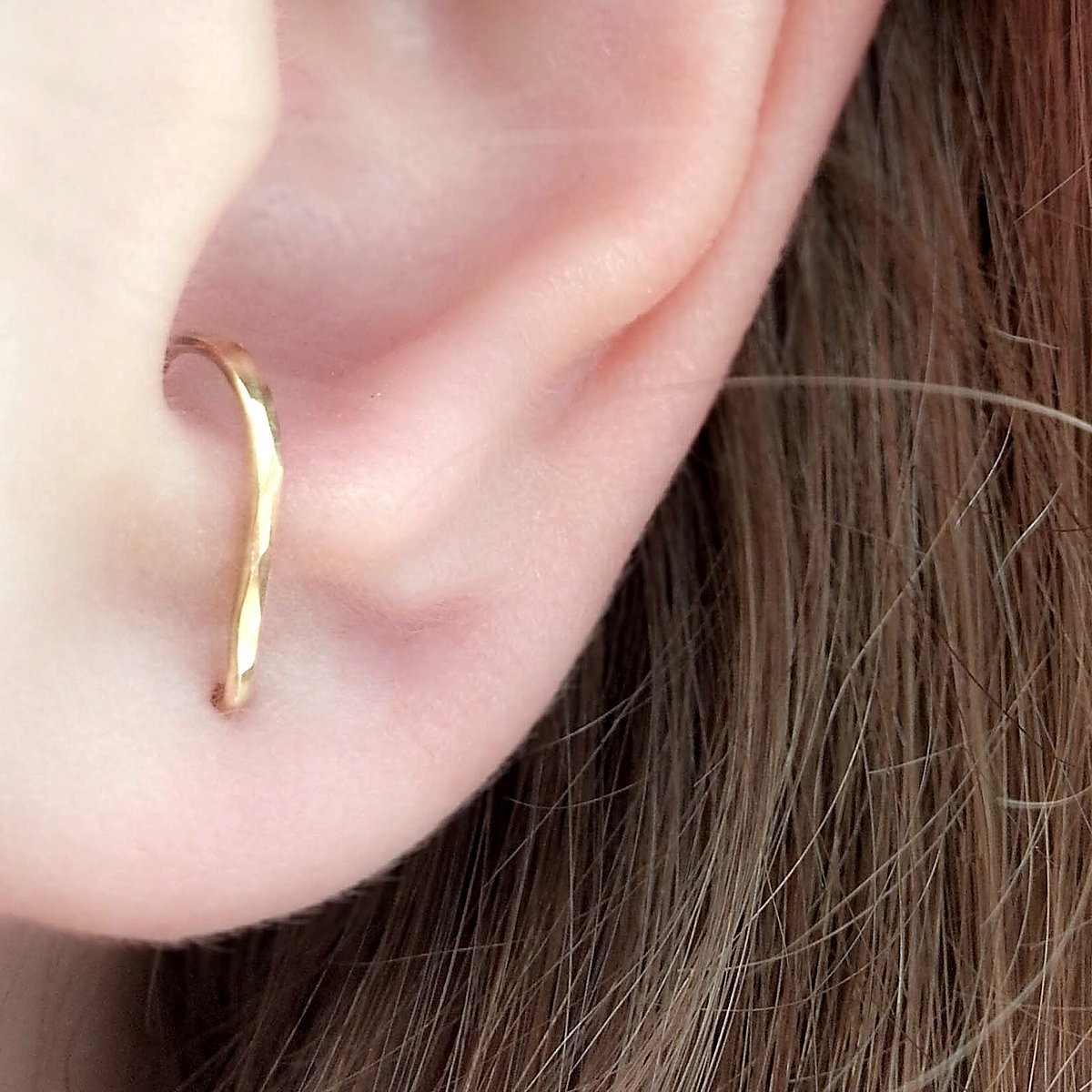 Hammered suspender stud earrings in 14k gold filled