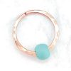 Hammered nose ring with turquoise bead in 14k gold filled, photo 5