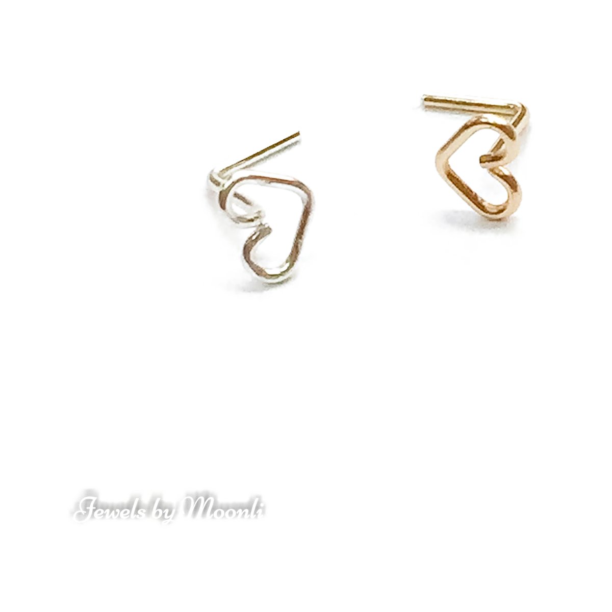 Dainty heart nose stud with L shape post in 14k gold filled, photo 4