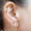 Chain stud earring for multiple piercings in 14k gold filled, photo 2