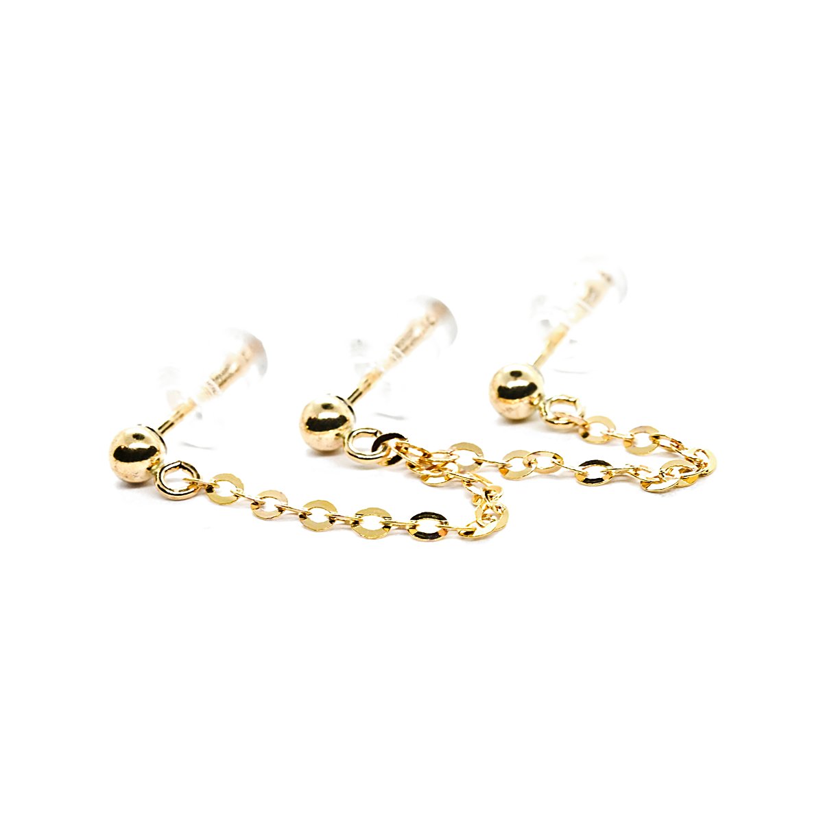 Chain stud earring for multiple piercings in 14k gold filled, photo 3