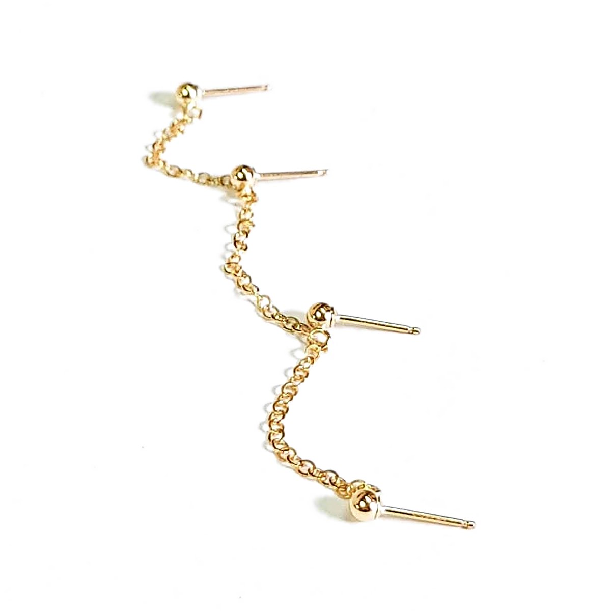 Chain stud earring for multiple piercings in 14k gold filled, photo 4