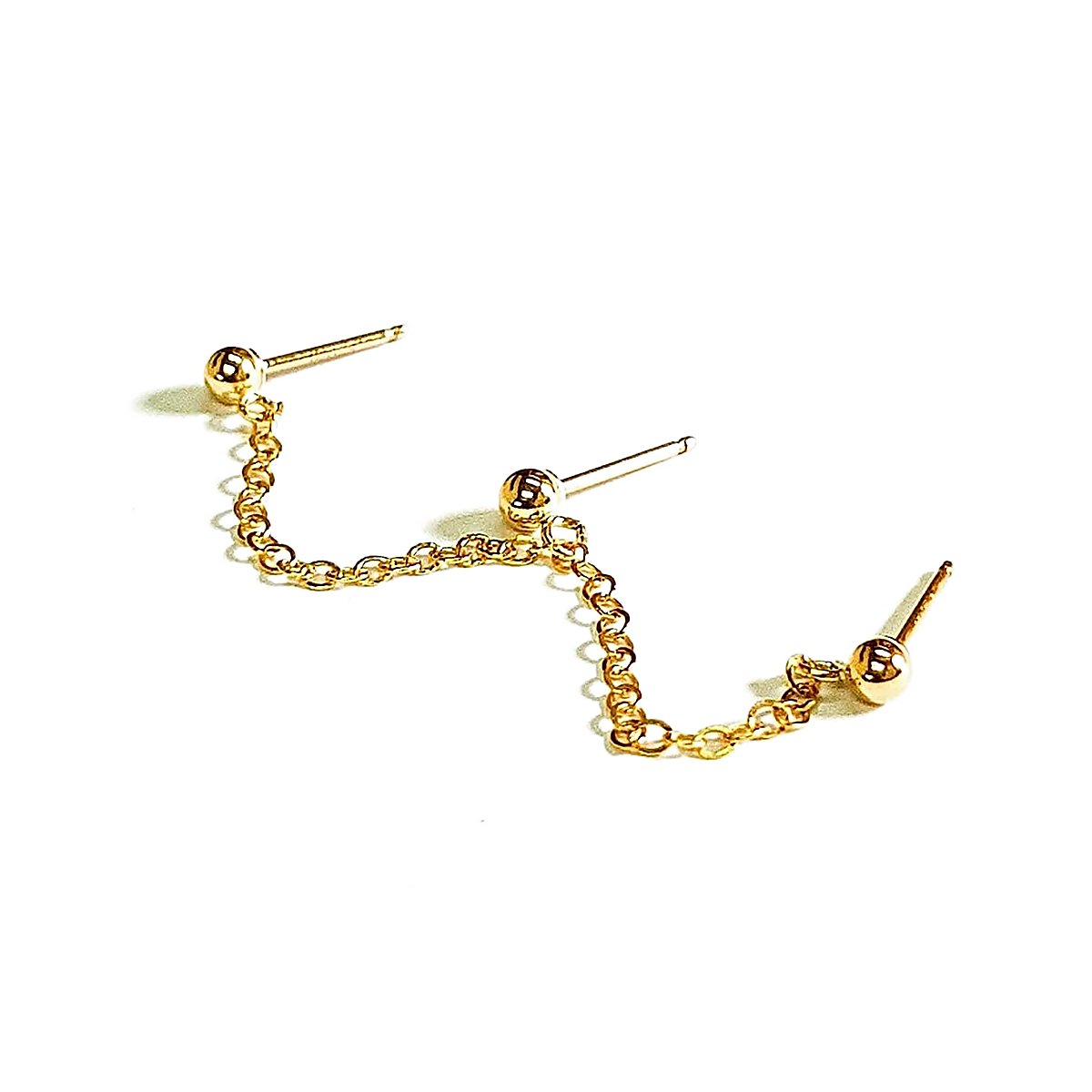 Chain stud earring for multiple piercings in 14k gold filled, photo 6