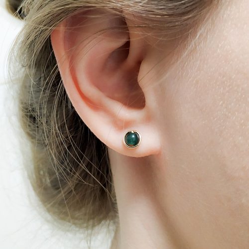 Natural emerald stud earrings in 14k gold filled