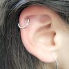 Opal clicker hoop in surgical steel with white opal inlay, 8 mm, photo 2