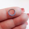 Opal clicker hoop in surgical steel with white opal inlay, 8 mm, photo 7
