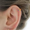 Rainbow beaded helix hoop in 14k gold filled