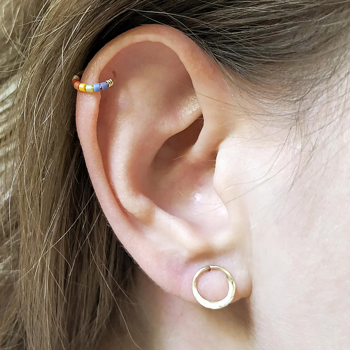 Rainbow beaded helix hoop in 14k gold filled, photo 5