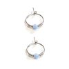 Small opal hoop earrings in sterling silver with a white opal bead, photo 2