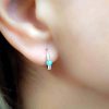 Small opal hoop earrings in sterling silver with a white opal bead, photo 3
