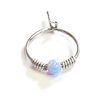 Small opal hoop earrings in sterling silver with a white opal bead, photo 4