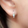 Small opal hoop earrings in sterling silver with a white opal bead, photo 5