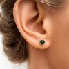 Small round emerald stud earrings in 14k gold filled
