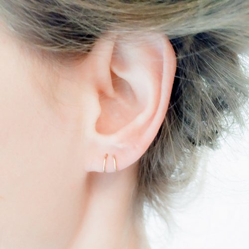 Spiral double hoop fake second piercing earring in 14k gold filled