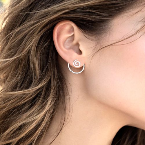 Spiral floating ear jacket earring in 14k gold filled