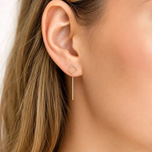 Square ear jacket earrings in 14k gold filled