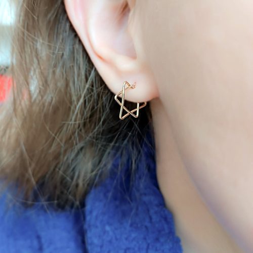 Star of David wire stud earrings in 14k gold filled