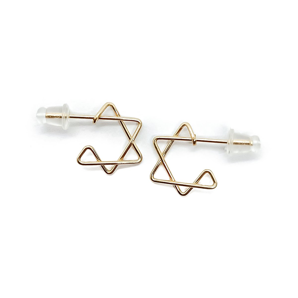 Star of David wire stud earrings in 14k gold filled, photo 2