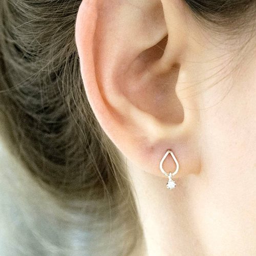 Teardrop CZ stud earring in 14k gold filled