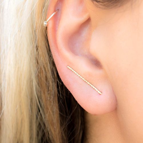 Textured ear climber earring in 14k gold filled
