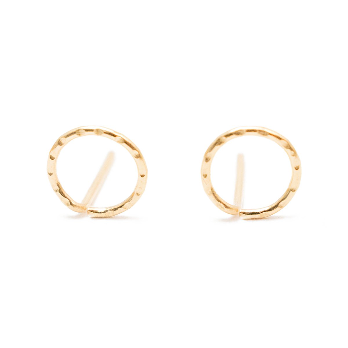 Textured open circle stud earring in 14k gold filled, photo 6