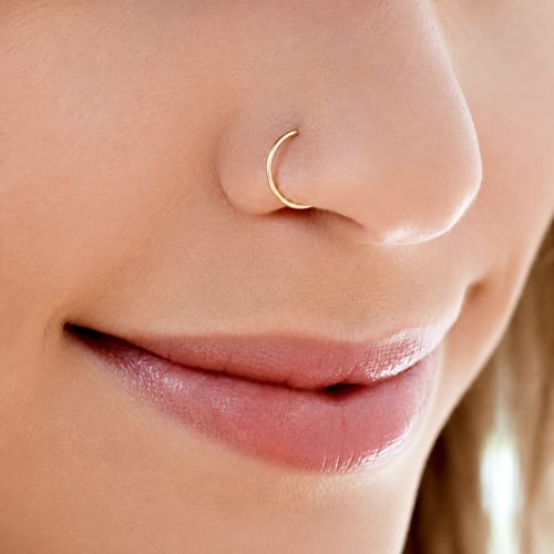 Thin fake nose hoop in 14k gold filled