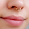 Thin hammered septum ring in 14k gold filled
