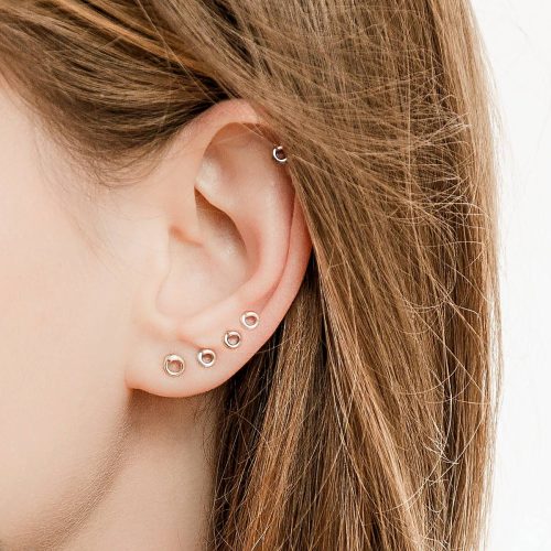Tiny circle stud earring in 14k gold filled