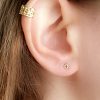 Tiny circle stud earrings in 14k gold filled, photo 5