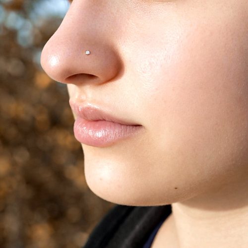 Tiny 1.5 mm CZ diamond nose stud in 14k gold filled