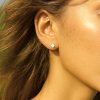 Tiny CZ solitaire stud earring in 14k gold filled, photo 2