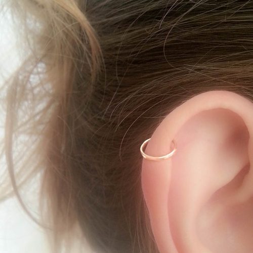 Tiny hammered helix ring in 14k gold filled