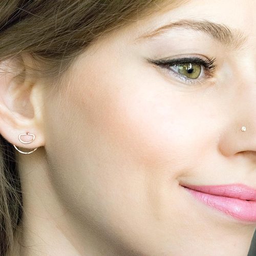 Tiny L shaped nose stud with 2 mm disc in 14k gold filled