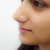 Tiny wrapped opal L shape nose stud in 14k gold filled, photo 4