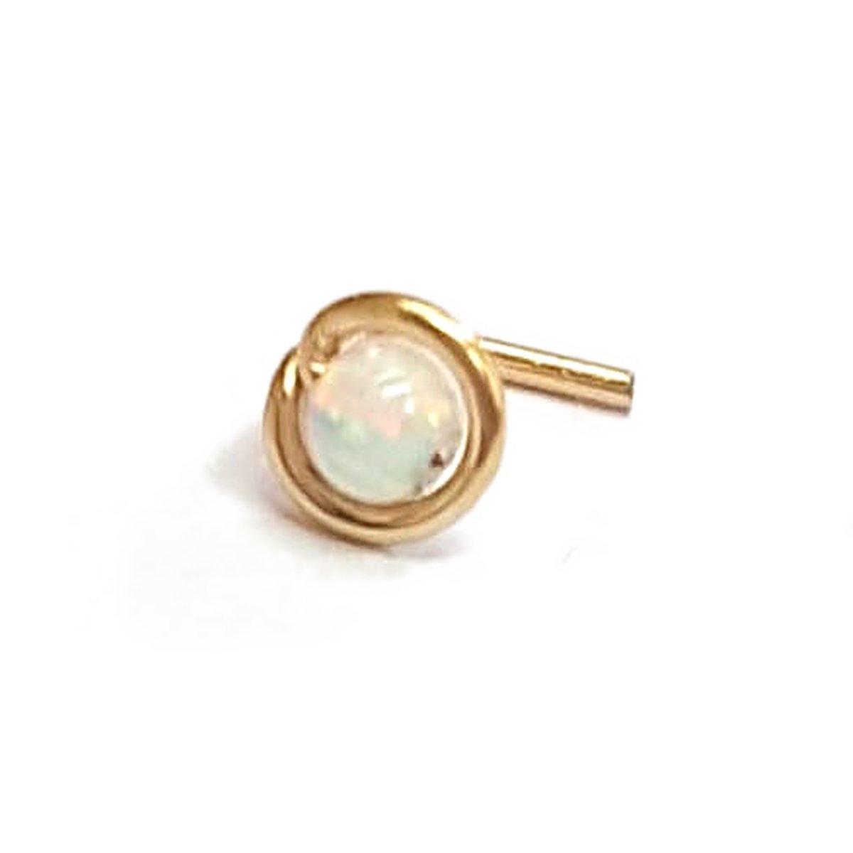 Tiny wrapped opal L shape nose stud in 14k gold filled, photo 5