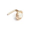 Tiny wrapped opal L shape nose stud in 14k gold filled, photo 7
