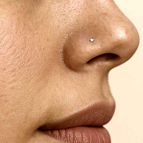 Tiny 2 mm star nose stud in 14k gold filled