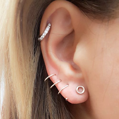 Triple hoop earring for three piercings in 14k gold filled