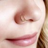 Double hoop nose ring for one piercing in 14k gold filled