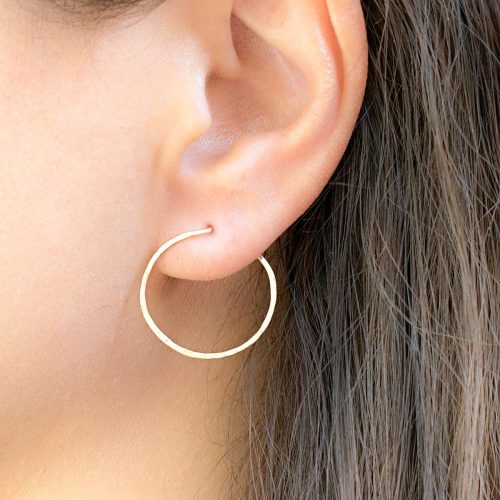 Twisted hammered hoop earrings in 14k gold filled